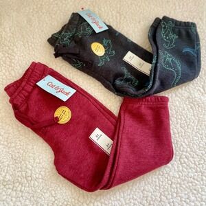 Cat & Jack Toddler Boys 3T Jogger Pants 2-Pack Burgundy Dinosaur Print NWT